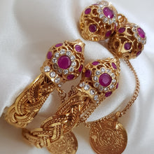 Sacred Splendor Gold Polished Karay/Bangles with Real Stones
