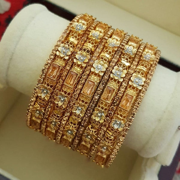 Luxe Latch Bangles Set In Gold Plating