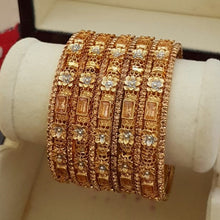 Luxe Latch Bangles Set In Gold Plating