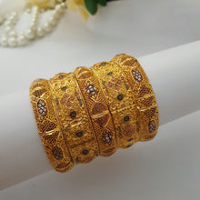 Radiant Sparkle Gold and Lacker Polished Bangles Set