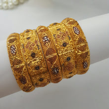 Radiant Sparkle Gold and Lacker Polished Bangles Set