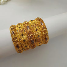Radiant Sparkle Gold and Lacker Polished Bangles Set