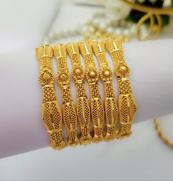 Gold-Brushed Ensemble Bangles Set