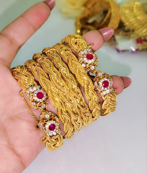 Gold Looking Bangles Set for Brides