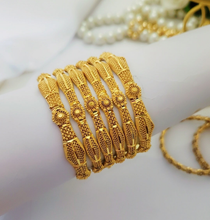 Gold-Brushed Ensemble Bangles Set