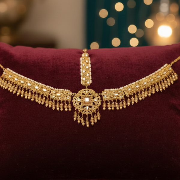 Regal Elegance Bridal Mathapatti – Opulent Hairpiece