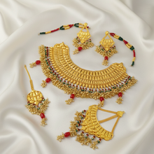 Gleaming Gold-Coated Bridal Necklace Set