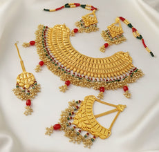 Gleaming Gold-Coated Bridal Necklace Set