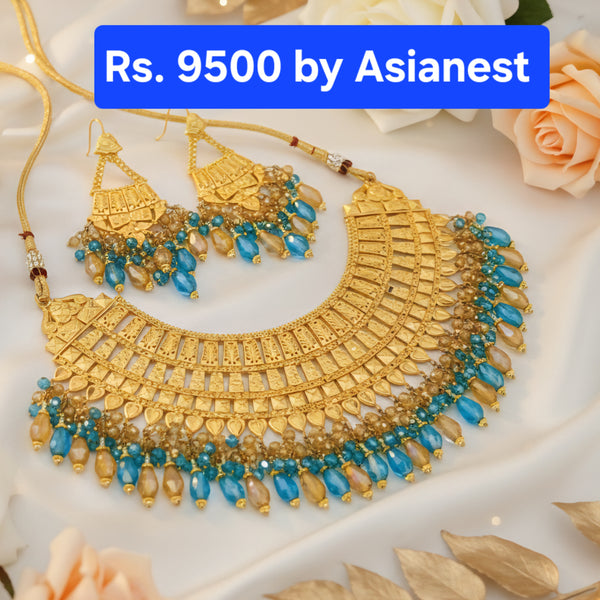 Lustrous Gold-Coated Bridal Necklace Set