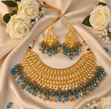 Lustrous Gold-Coated Bridal Necklace Set