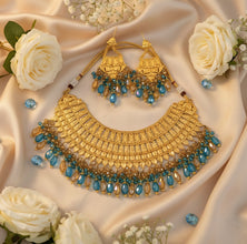 Lustrous Gold-Coated Bridal Necklace Set
