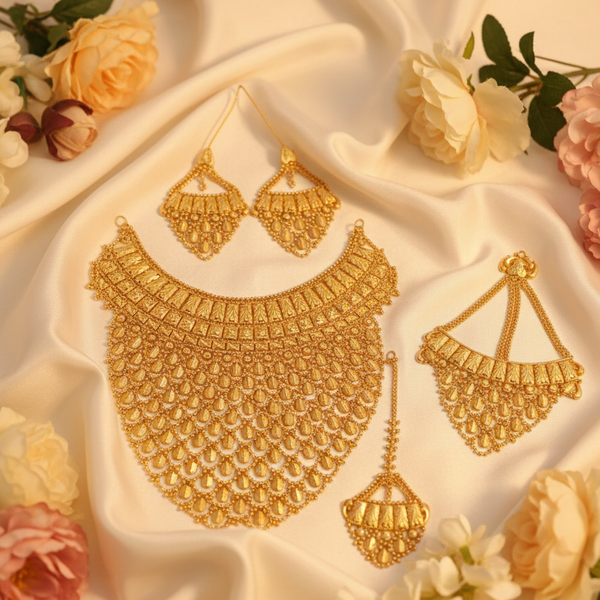 Aurum Glow Gold-Coated Bridal Necklace Set