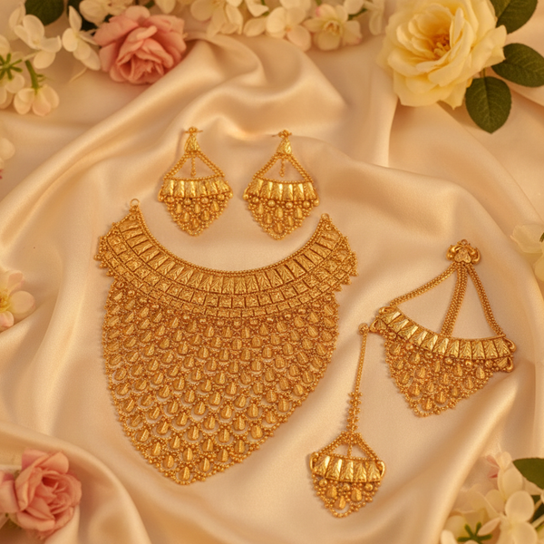 Aurum Glow Gold-Coated Bridal Necklace Set