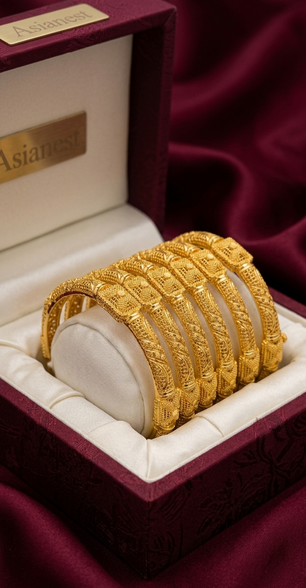 Golden Imperial Royale Heritage Bangles – Luxury Traditional Jewelry Set for Women