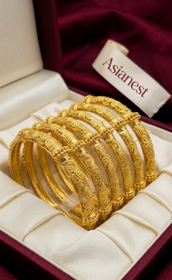 Golden Imperial Twilight Legacy Bangles – Luxury Traditional Jewelry Set for Women