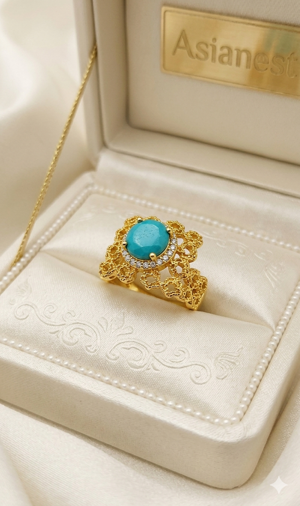 Fancy Spin Golden Ball Rings | Rotating Gold-Polish Statement Ring for Girls