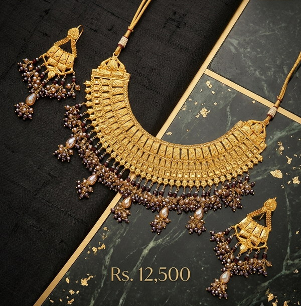 Shiny Gold Coating Bridal Necklace Set