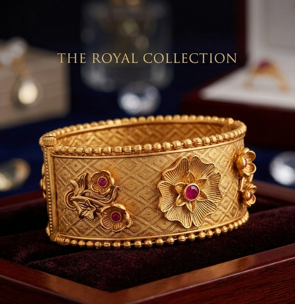 Golden Rajwari Heritage Luxe Kara – Premium Traditional Jewelry for Women