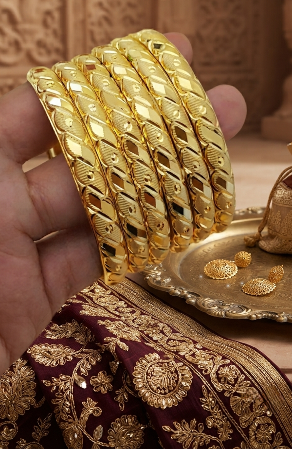 Royal Vintage Glow Bangles – Elegant Traditional Jewelry for Women