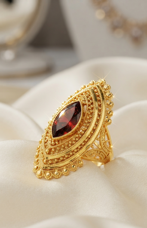 Aurora Glow Luxe Statement Ring – Premium Gold Plated Jewelry for Women