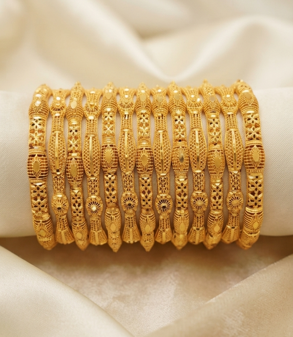 Gold Polished Elegance Bangles – Premium Traditional Jewelry for Women