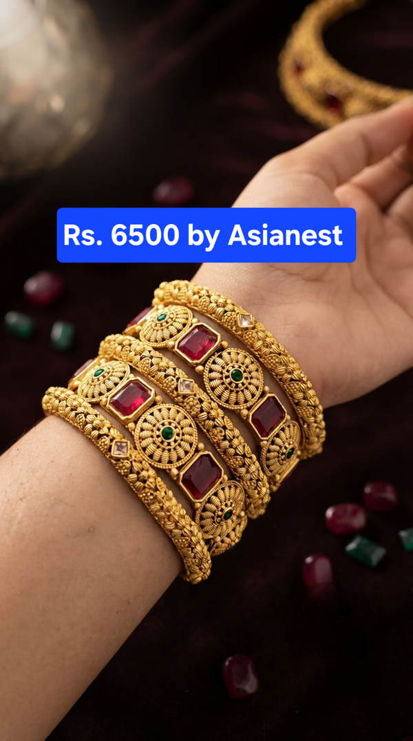 Golden Rajwari Regal Majesty Kara – Premium Traditional Jewelry for Women