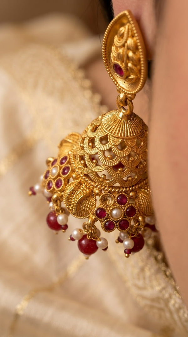 Rajwadi Radiant Gold Plated Jhumka
