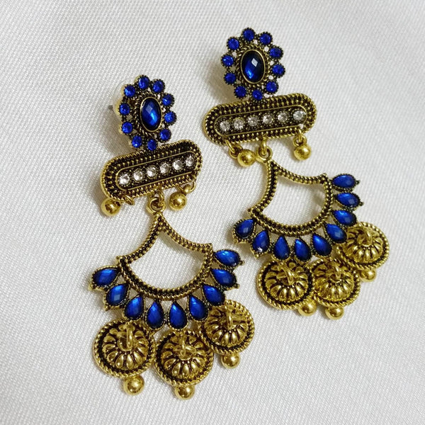 Blue Color Stone Asianest Stylish Antique Triple Jhumka