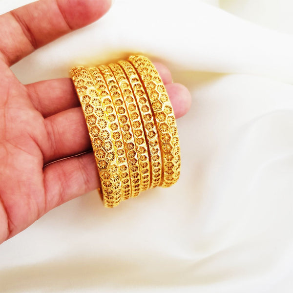 Ethereal Aura Gold Polished Bangles