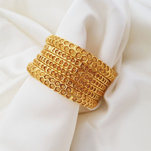 Ethereal Aura Gold Polished Bangles