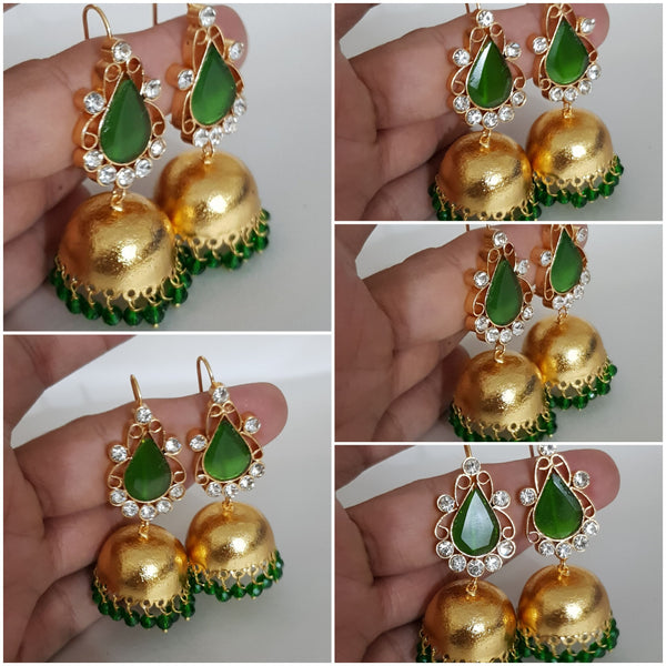 Gold Plated Green Jhumkay