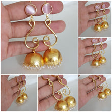 Standard Gold Plated Cat Eye Stone Jhumkay