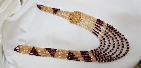 Turkish Golden Maroon Beaded Mala