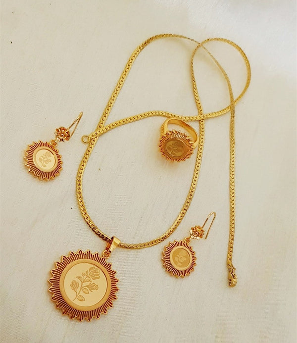 Circle Golden Chain Arabic Pendant Set