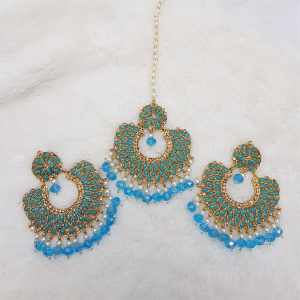 Light Blue Brilliant Bindia Earrings Set 