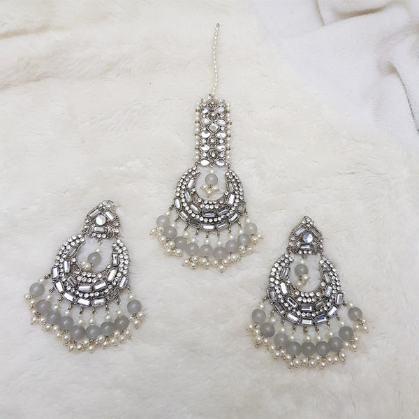 Silver Bindia with Earrings Set