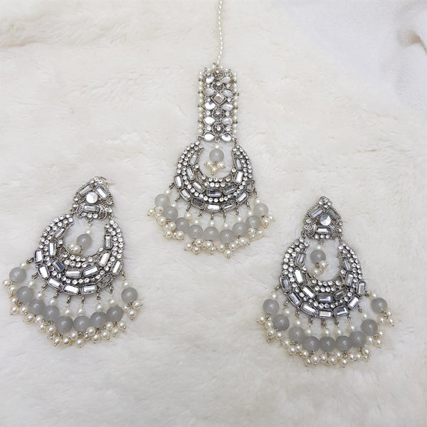 Silver Bindia with Earrings Set