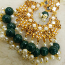 Golden Bindia With Dark Forest Green Beaded 