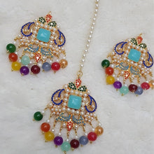 Multi Colors Beaded Tika Earrings Set