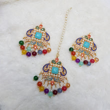 Multi Colors Beaded Tika Earrings Set