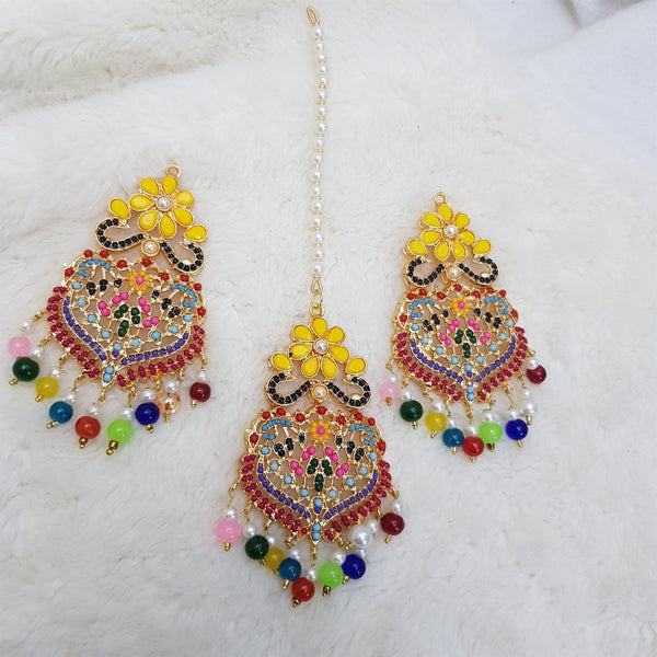 Bindia/Tika with Earrings Set In Multi Colors