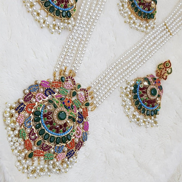 Beaded Malla Necklace With Earrings 