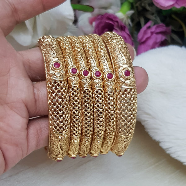 StatelyMatte Golden Rajwadi Bangles