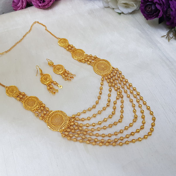 Glittering Gold Plated Mala Necklace