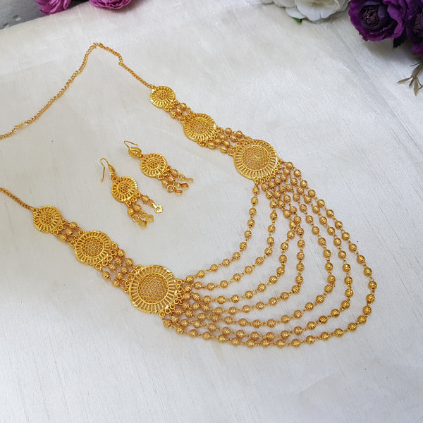 Glittering Gold Plated Mala Necklace