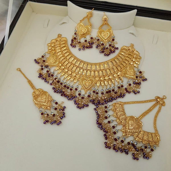 Exquisite Gold Polished Bridal Necklace Set