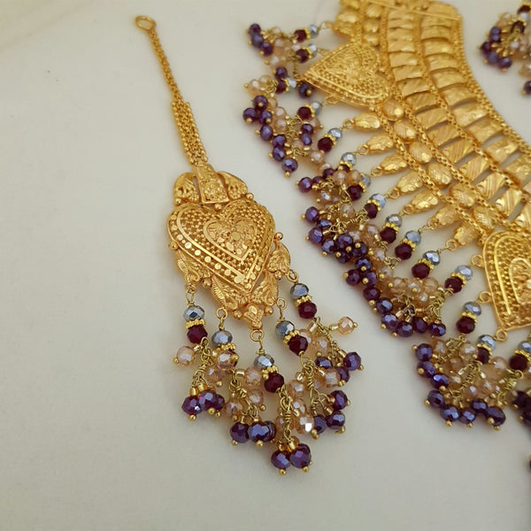 Exquisite Gold Polished Bridal Necklace Set