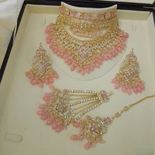 Light Pink Beaded Golden Bright Polished Necklace