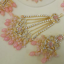 Light Pink Beaded Golden Bright Polished Necklace