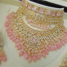 Light Pink Beaded Golden Bright Polished Necklace